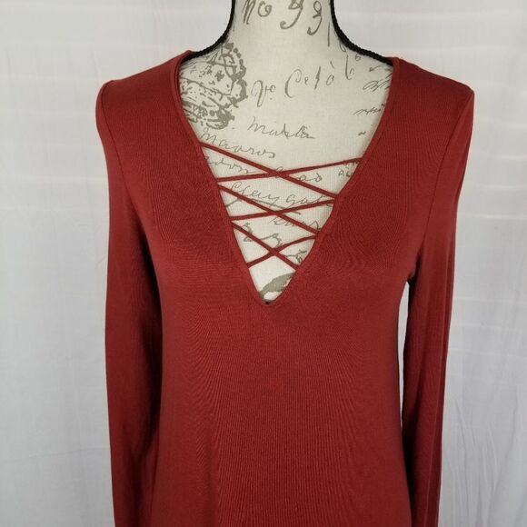 Express Rust Colored Long Sleeve Casual Dress Size M‎ - Picture 4 of 7